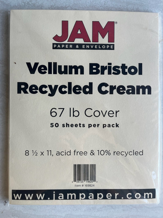 JAM PAPER Vellum Bristol 67lb Cardstock - 8.5 x 11 Coverstock - 147 gsm - Cream