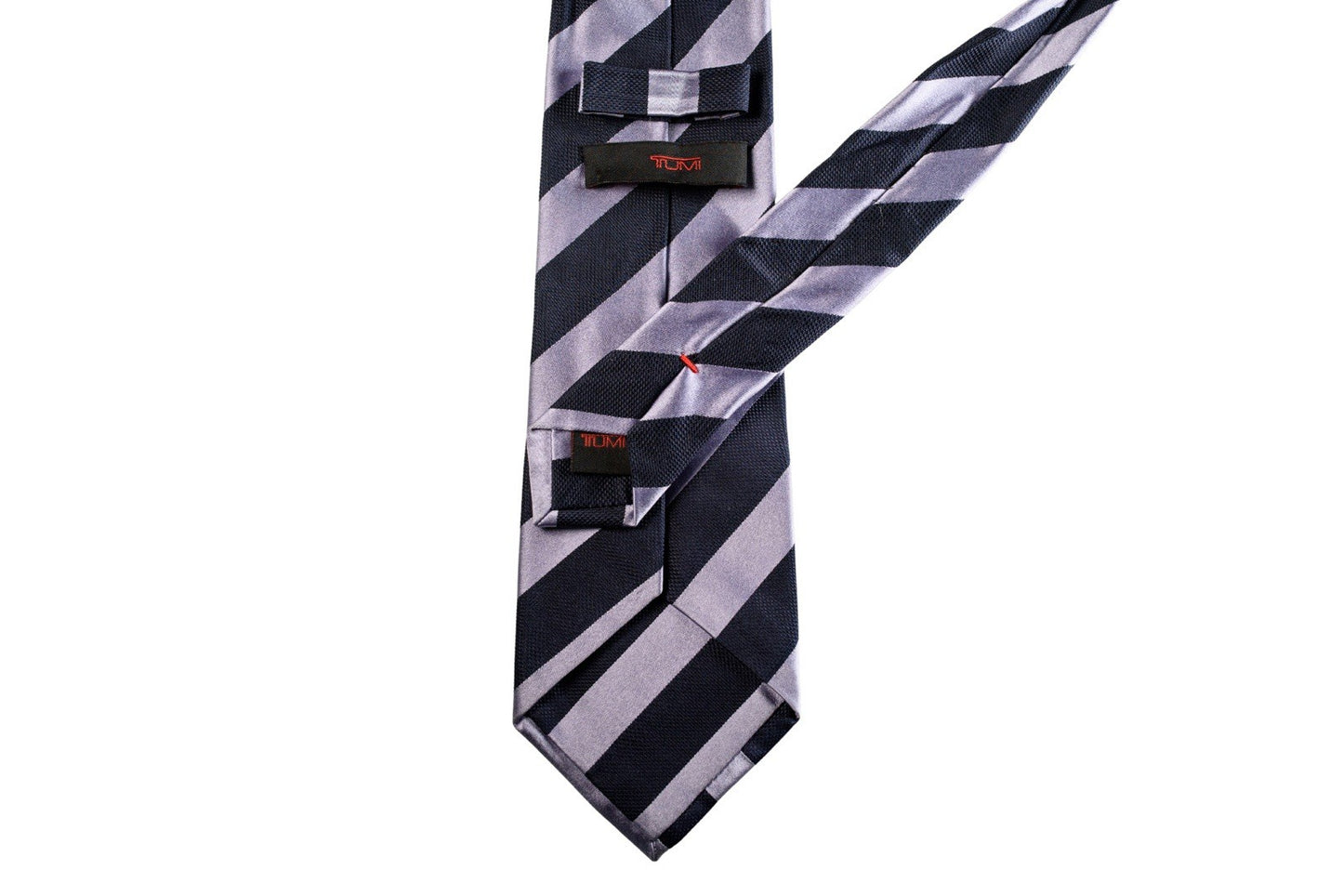 TUMI Men's Classic 100% Silk Necktie ITALY Luxury Geometric Blue/ Purple