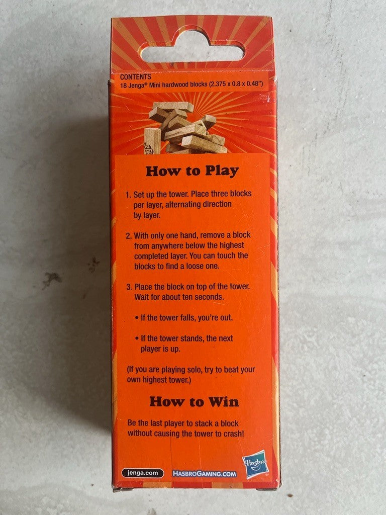 Jenga 6" Mini Game Hardwood Blocks Pocket-Sized Family Party Hasbro zac