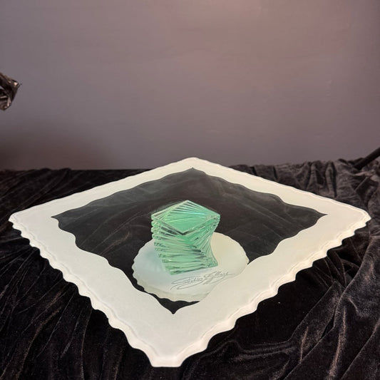 STUDIO JEFFREY SIGNED CAKE STAND ART GLASS