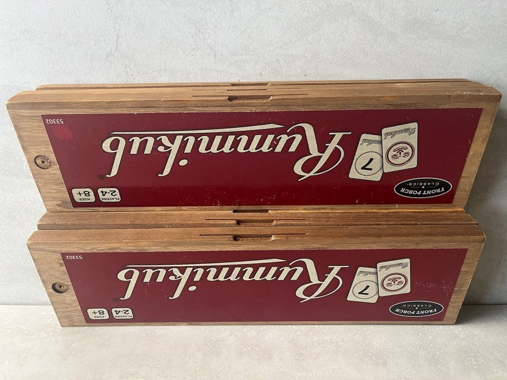 Rummikub Vintage Edition in All-Wood Storage Case with 4 Built-In Player Trays