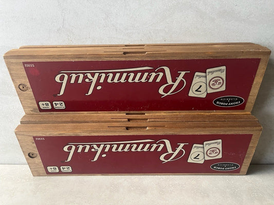 Rummikub Vintage Edition in All-Wood Storage Case with 4 Built-In Player Trays