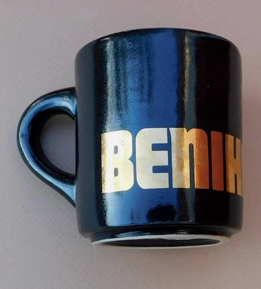 Vintage Benihana of Tokyo Ceramic Coffee Mug Black & Gold 1970s Made in Mexico