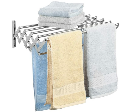 Stainless Steel Spacesaving Towel Rack Wall Mounted Retractable Huge Capacity