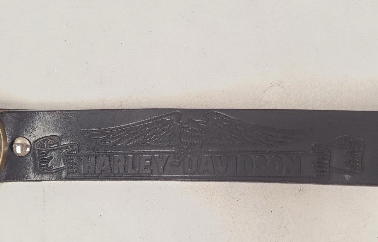 Vintage Harley Davidson Tooled Leather Belt w Vtg Buckle 30/38 Ride To Live