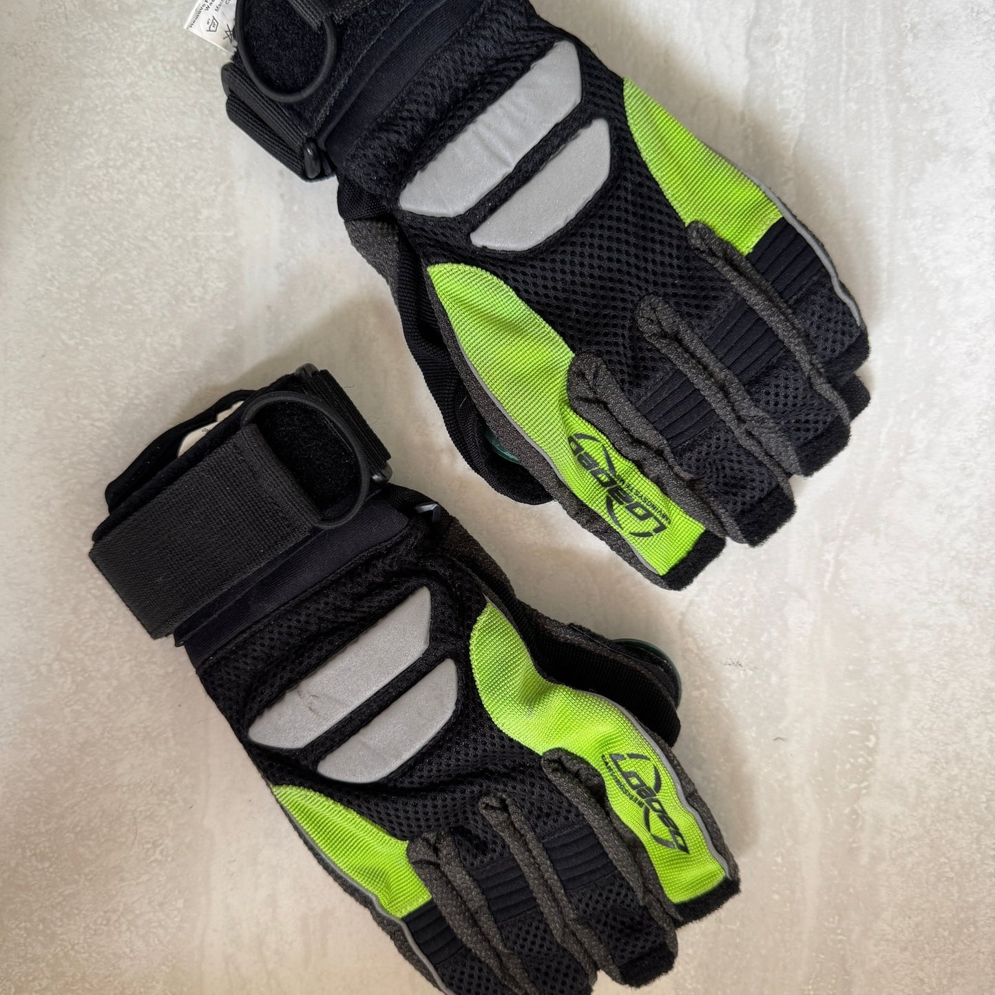 Loaded Fingerless Gloves - Black & Neon Green Skate/Action Sports