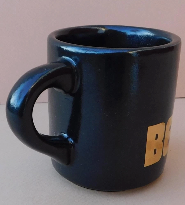 Vintage Benihana of Tokyo Ceramic Coffee Mug Black & Gold 1970s Made in Mexico