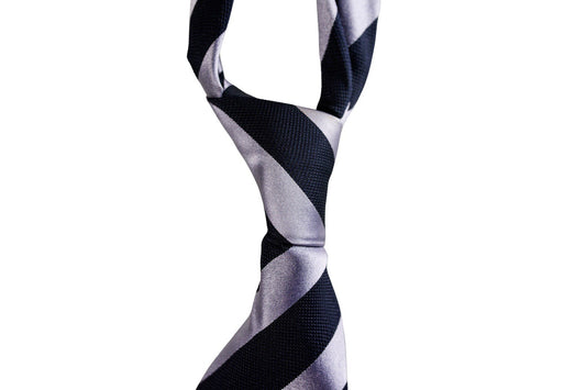 TUMI Men's Classic 100% Silk Necktie ITALY Luxury Geometric Blue/ Purple