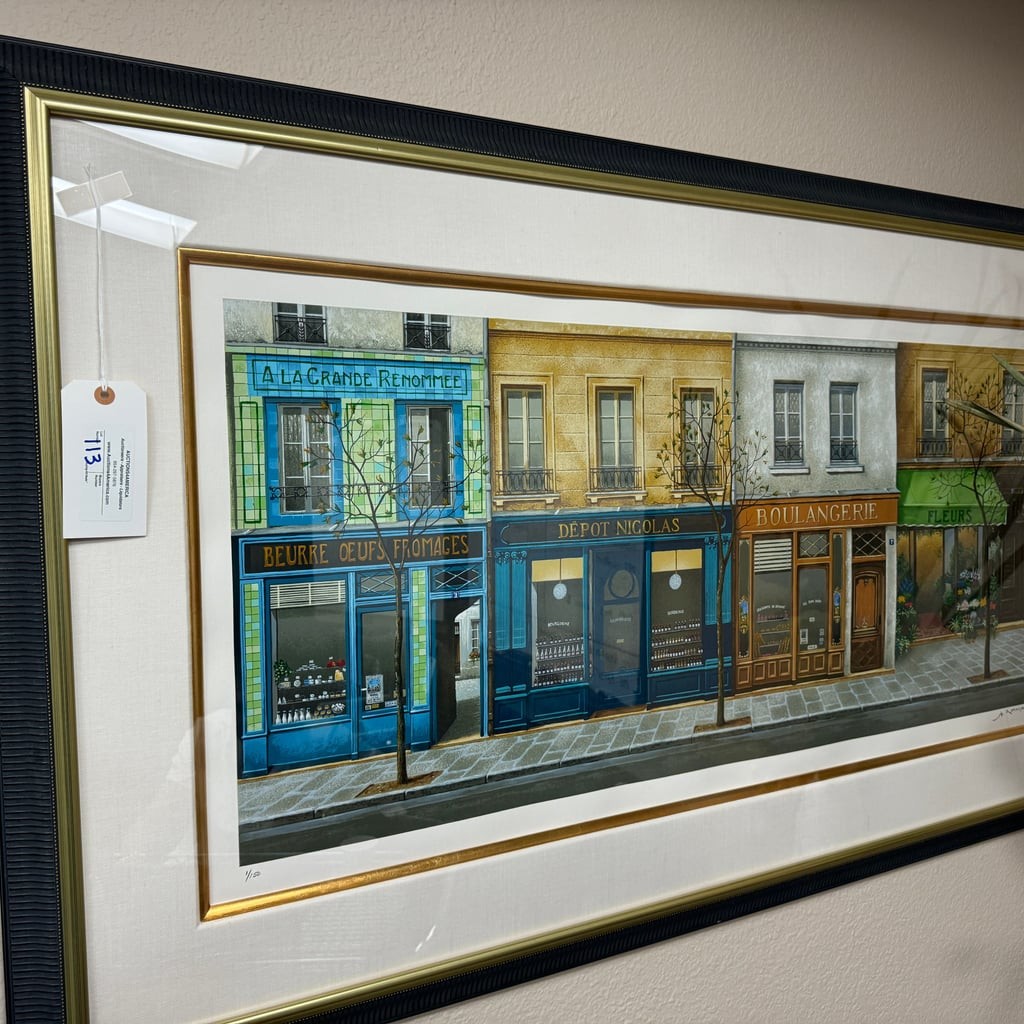 Parisian Street Scene Framed Art Print - European Cityscape Decor