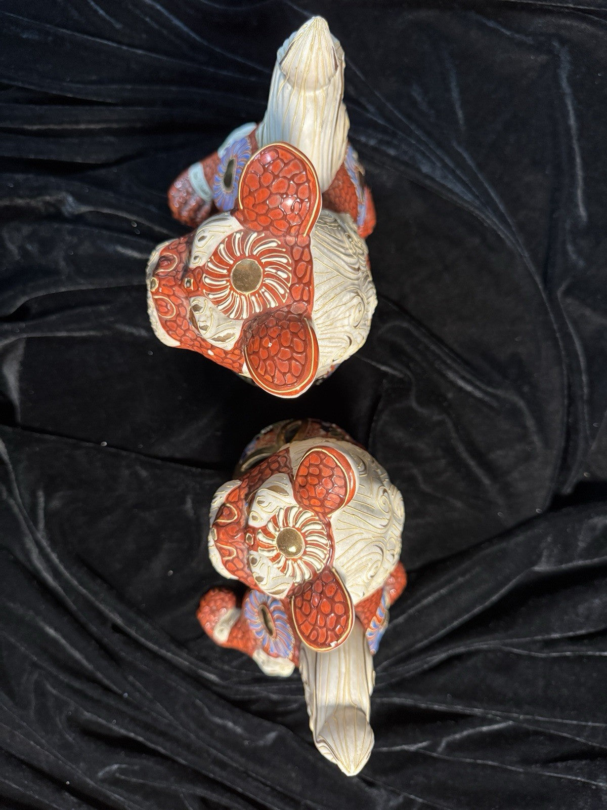 JAPANSE KUTANI ~ SHOWA PERIOD~FOO DOG(S)~CREAM, ORANGE, BLUE & WHITE~STUNNING!!
