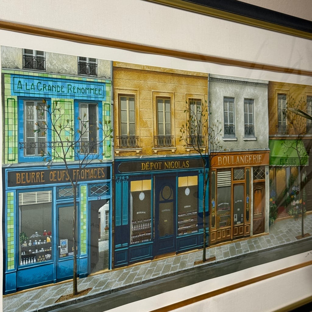 Parisian Street Scene Framed Art Print - European Cityscape Decor