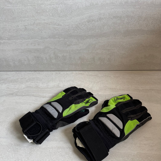 Loaded Fingerless Gloves - Black & Neon Green Skate/Action Sports