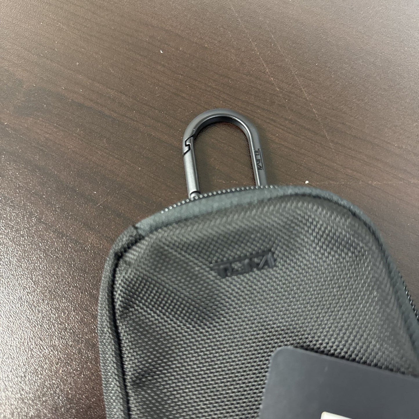 TUMI Black Nylon Small Pouch with Carabiner Clip