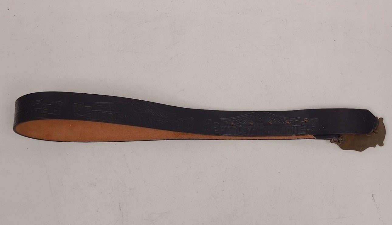 Vintage Harley Davidson Tooled Leather Belt w Vtg Buckle 30/38 Ride To Live