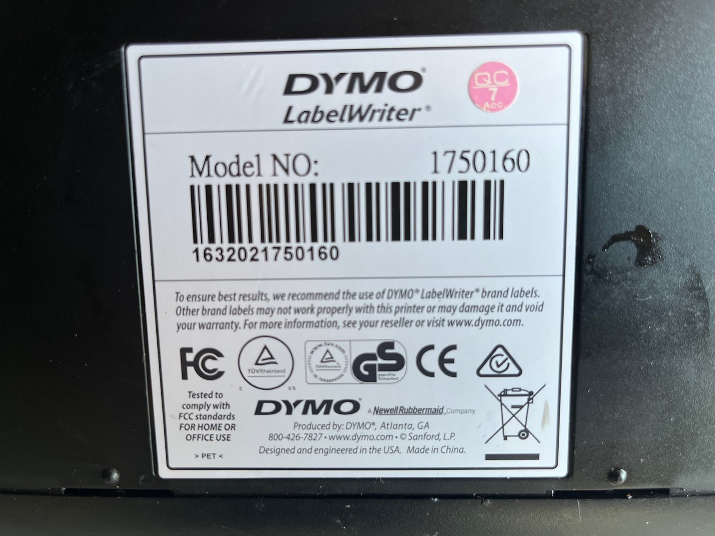Dymo LabelWriter 450 Thermal Label Printer with AC Adapter & box 1750110