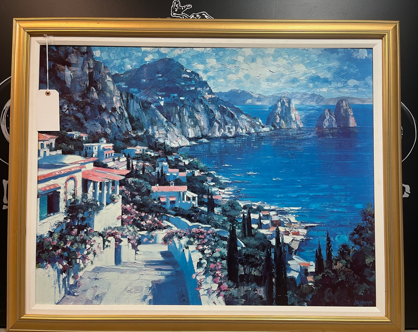Large framed print by Howard Behrens of the Island of Capri.