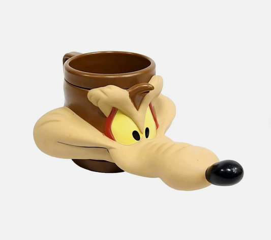 Vintage Wiley Wile E Coyote Mug Cup Warner Bros Looney Tunes Plastic 3D