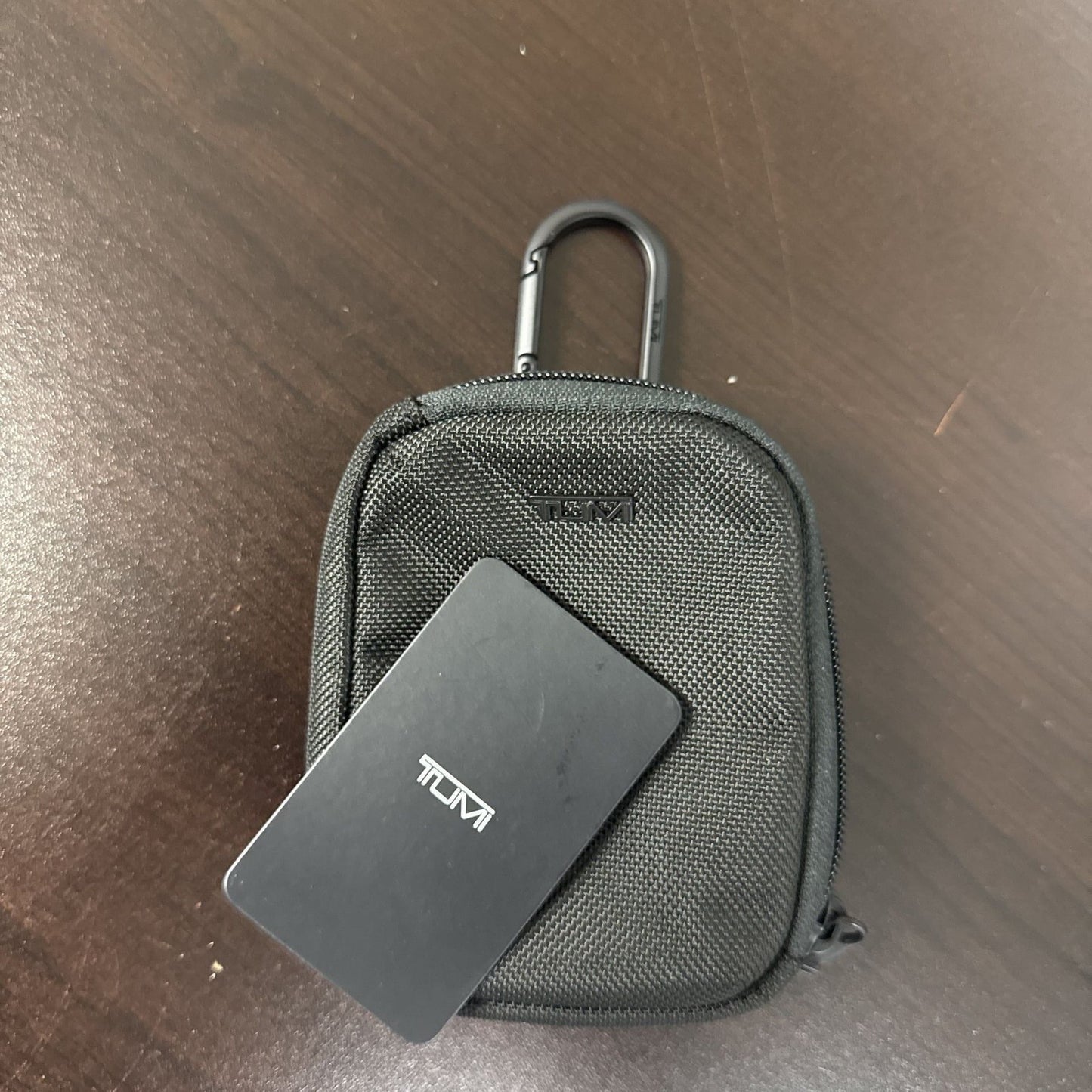 TUMI Black Nylon Small Pouch with Carabiner Clip