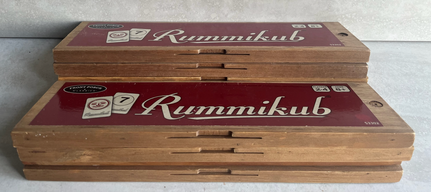 Rummikub Vintage Edition in All-Wood Storage Case with 4 Built-In Player Trays