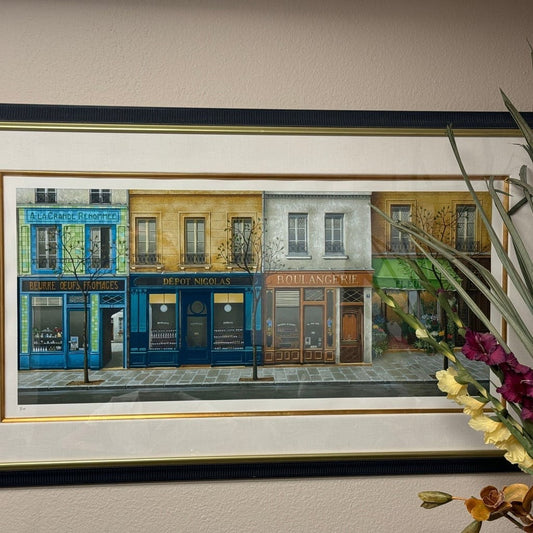 Parisian Street Scene Framed Art Print - European Cityscape Decor
