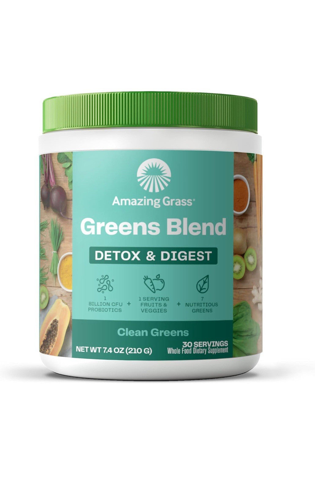 Amazing Grass Greens Blend Detox & Digest Vegan Powder - 7.4oz - 30 Servings