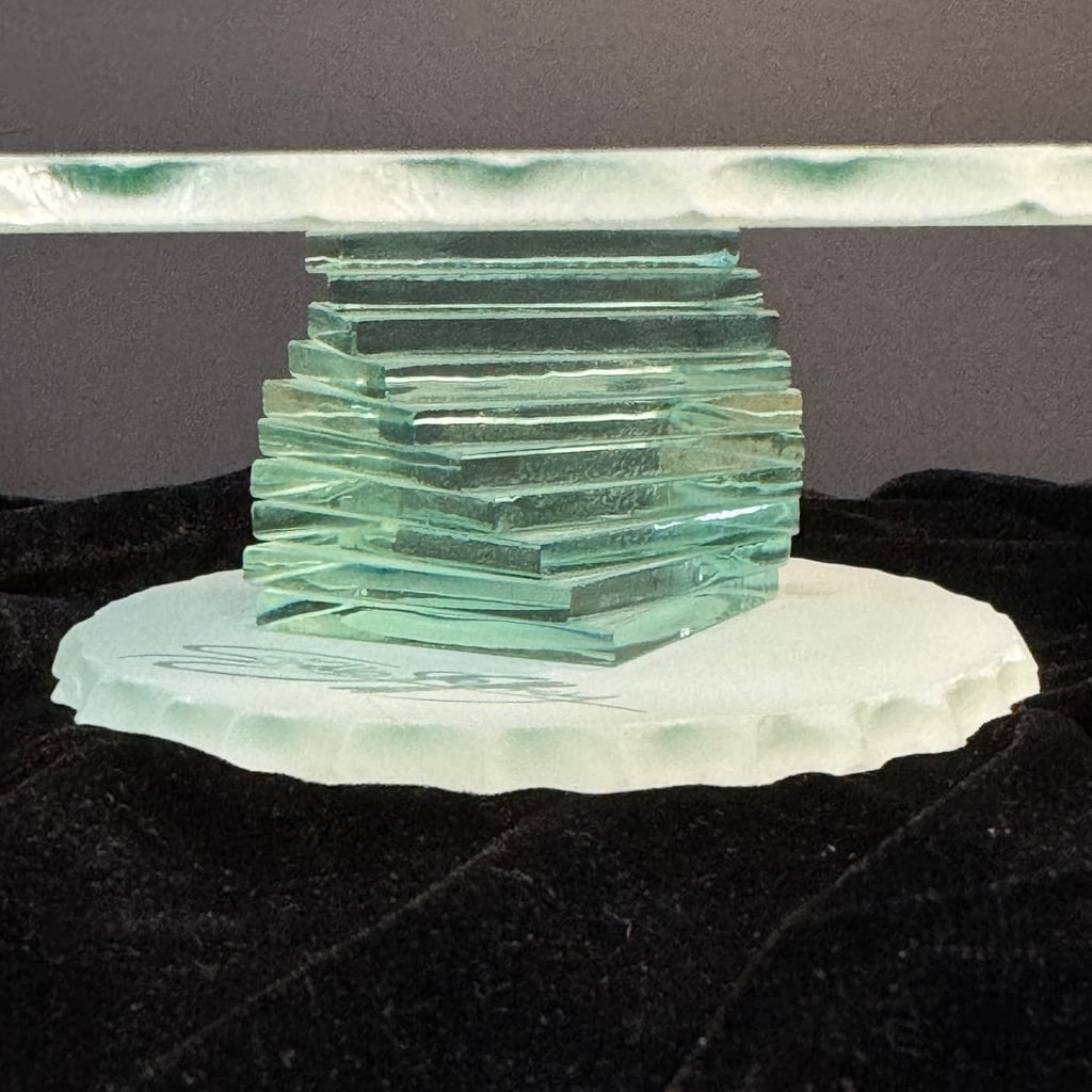 STUDIO JEFFREY SIGNED CAKE STAND ART GLASS