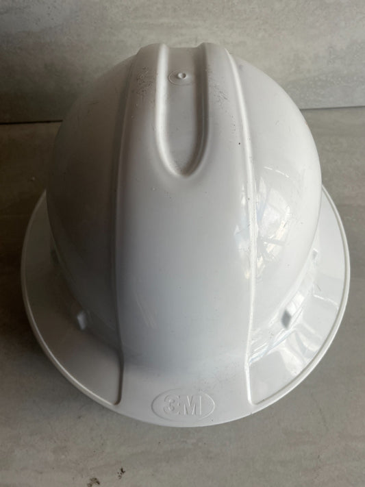 3M Fully Adjustable American White Full Brim Hard Hat Safety HAt